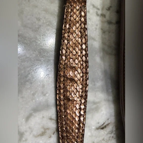 Coach Lurex Hobo Bag Metallic Tan Logo Print 8K37 | Gold Python Handle | EUC - Picture 8 of 10